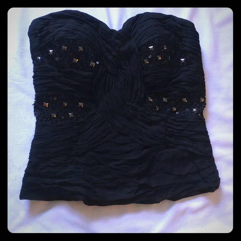 Bebe silk strapless top size L